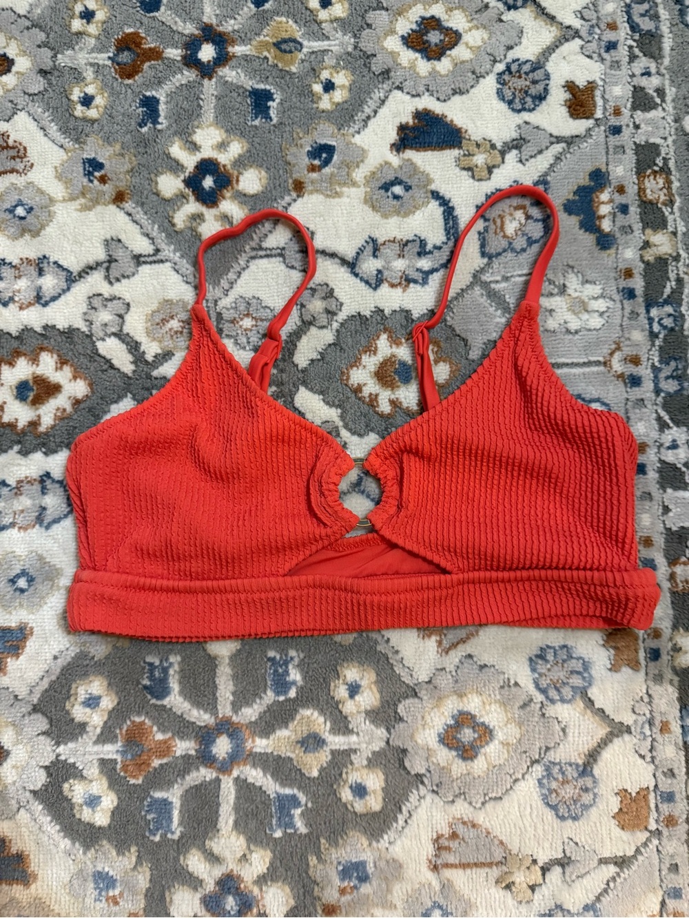 XL - Aerie Textured Ring Swim Top Red/Orange